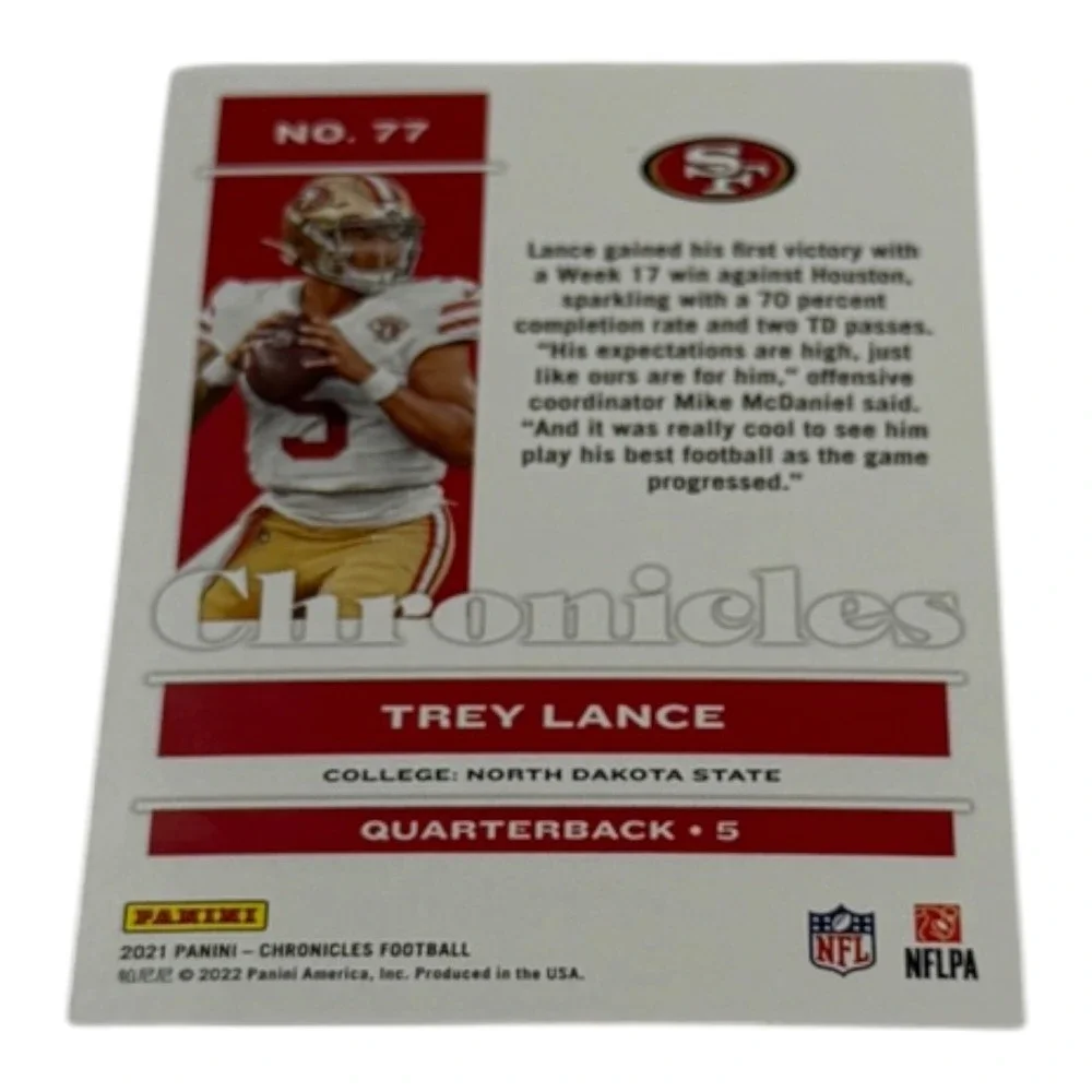 2021 Panini Chronicles Trey Lance RC #77 San Francisco 49ers Rookie Card NFL QB